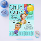 Kinderopvang. Dag zorg. 8x10 Aangepast scheurblad Flyer (Enkel)