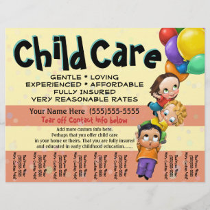 Kinderopvang. Dag zorg. Scheurplaat HORIZONTAAL Flyer