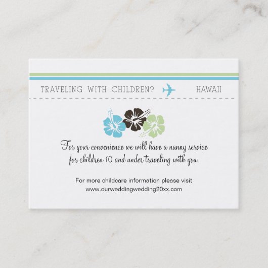 Kinderopvang Kaart voor bruiloft Visitekaartje (Voorkant)