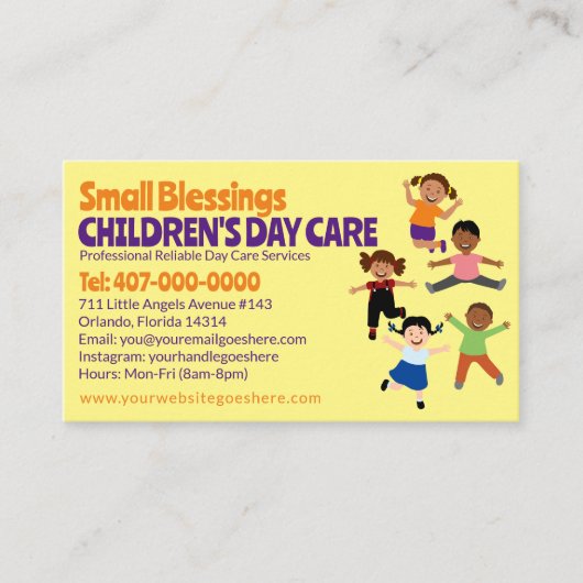 Kinderopvang Kinderopvang Kinderopvang Babysitserv Visitekaartje (Voorkant)