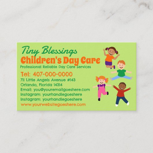 Kinderopvang Kinderopvang Kinderopvang Babysitten Visitekaartje (Voorkant)