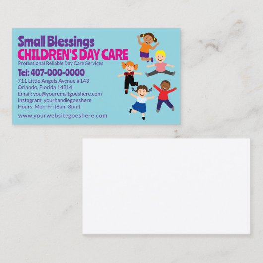 Kinderopvang Kinderopvang Kinderopvang Babysitten Visitekaartje (Voorkant / Achterkant)