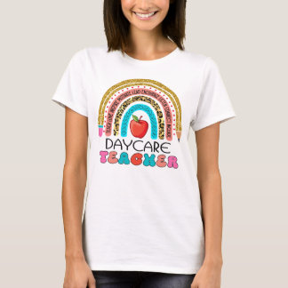 Kinderopvang Leraar Potlood Regenboog Gift T-shirt