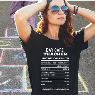 Kinderopvang Leraar Voeding Feiten Grappig T-shirt