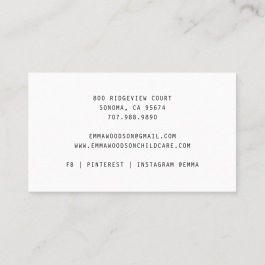 Kinderopvang Nanny Little Beer Vist Visitekaartje (Achterkant)