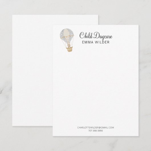 Kinderopvang Notitiekaartje (Voorkant / Achterkant)