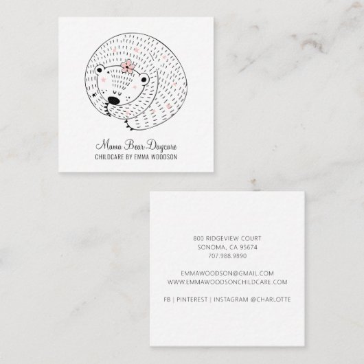 Kinderopvang Visitekaartje Beer overdag (Voorkant / Achterkant)