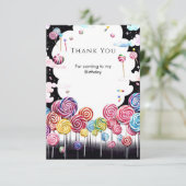 Kinderparadijs Snoep-land Verjaardag Bedankkaart (Staand voorkant)