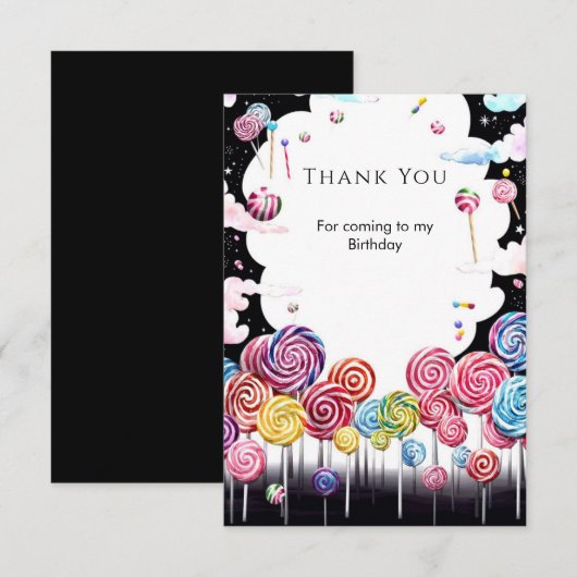 Kinderparadijs Snoepgoedland Verjaardag Bedankkaart (Voorkant / Achterkant)