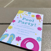 Kinderpastel zwembad Uitnodiging