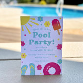 Kinderpastel zwembad Uitnodiging