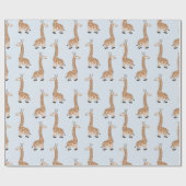 Kinderpatroon Giraffe | Licht blauw Cadeaupapier (Vlak)