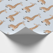 Kinderpatroon Giraffe | Licht blauw Cadeaupapier (Hoek)