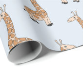 Kinderpatroon Giraffe | Licht blauw Cadeaupapier (Rol Hoek)