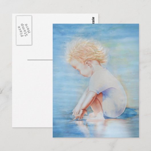 Kinderpeuter op de waterscène op het strand briefkaart (Voorkant / Achterkant)