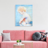 Kinderpeuter op de waterscène op het strand canvas afdruk (Insitu (Woonkamer))