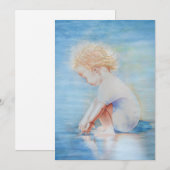 Kinderpeuter op de waterscène op het strand kaart (Voorkant / Achterkant)