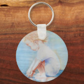 Kinderpeuter op de waterscène op het strand sleutelhanger (Voorkant)
