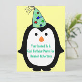 Kinderpinguïn in Pet van de partij Kaart (Staand voorkant)