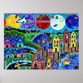 Kinderplanetenruimteschakelaar over de hele wereld poster