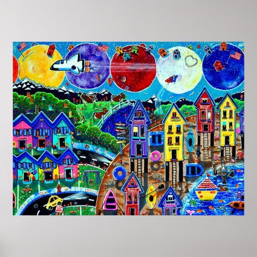 Kinderplanetenruimteschakelaar over de hele wereld poster (Voorkant)