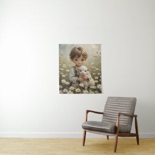  kinderportret met lammetje wandkleed