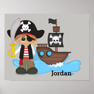 Kinderposter Schattige Piraat Jongen Poster