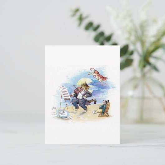  kinderrijmpje Hey Diddle, Cat Fiddle Art Briefkaart (Staand voorkant)