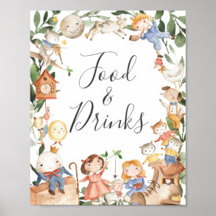 Kinderrijmpjes Baby Shower Eet- en Drankjes Bord Poster