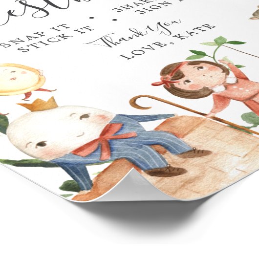 Kinderrijmpjes Baby Shower Foto Guestbook Bord Poster (Hoek)