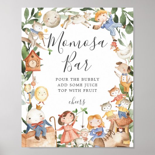 Kinderrijmpjes Baby Shower Mimosa Bar Bord Poster (Voorkant)