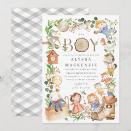 Kinderrijmpjes Baby Shower Uitnodiging