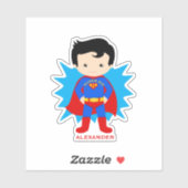 Kinderrood, blauwe Super Hero, naam, flauw Sticker (Vel)