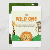 Kindersafari verjaardagsuitnodiging kaart (Voorkant / Achterkant)