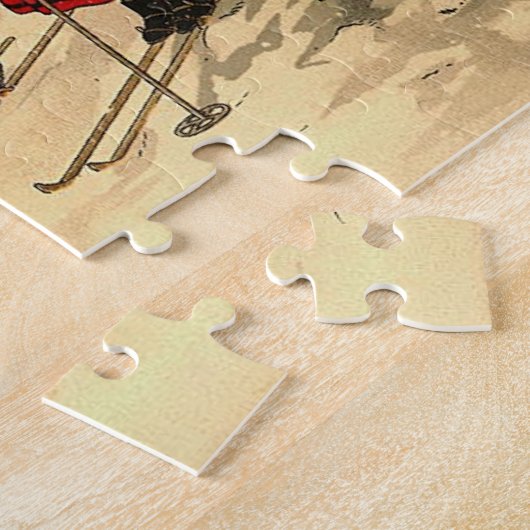 Kinderskiën, een  winterscène legpuzzel (Zijkant)