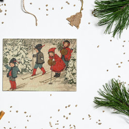 Kinderskiën, een winterscène legpuzzel