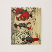 Kinderskiën, een  winterscène legpuzzel (Verticaal)