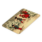 Kinderskiën, een  winterscène magneet (Linkerzijde)