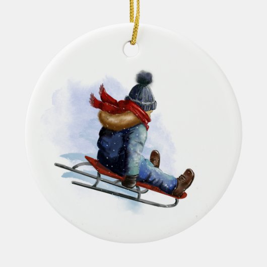 Kinderslee kerstversiering keramisch ornament (Voorkant)