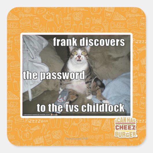 Kinderslot op tv vierkante sticker (Voorkant)