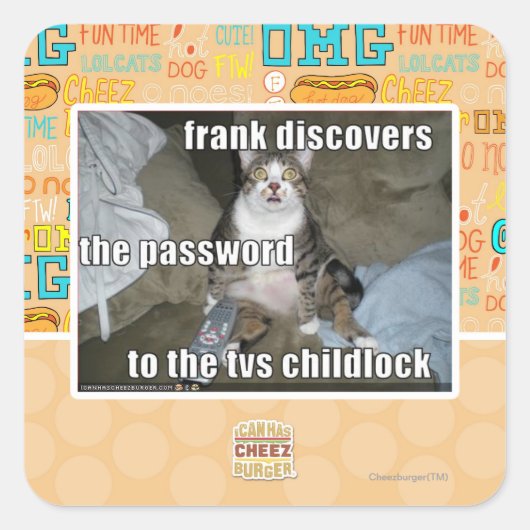 Kinderslot op tv vierkante sticker (Voorkant)