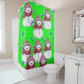 Kindersneeuwbalgordijn rood wit groen douchegordijn (In situ)