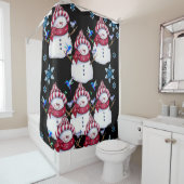 Kindersneeuwbalgordijn rood zwart douchegordijn (In situ)