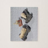 Kinderspeelgoed: een egel, een leeuw en een duif,  legpuzzel (Verticaal)