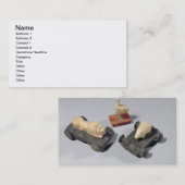 Kinderspeelgoed: een egel, een leeuw en een duif, visitekaartje (Voorkant / Achterkant)