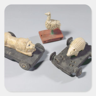 Kinderspeelgoed: egel, leeuw en duif, Su Vierkante Sticker