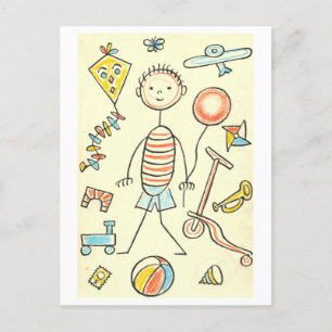 Kinderspeelgoed illustratie briefkaart