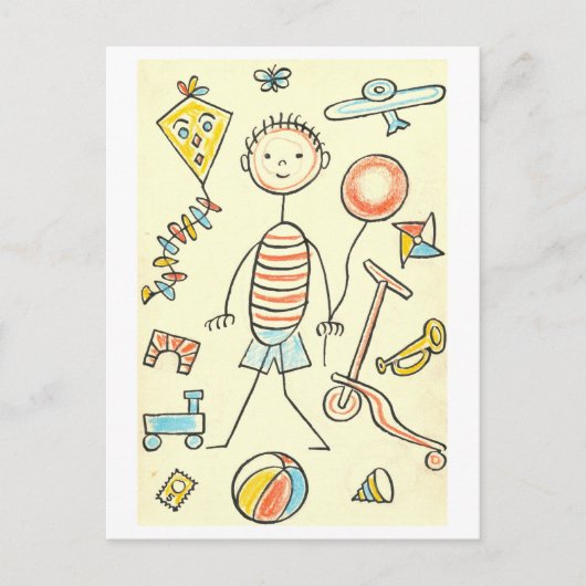 Kinderspeelgoed illustratie briefkaart (Voorkant)
