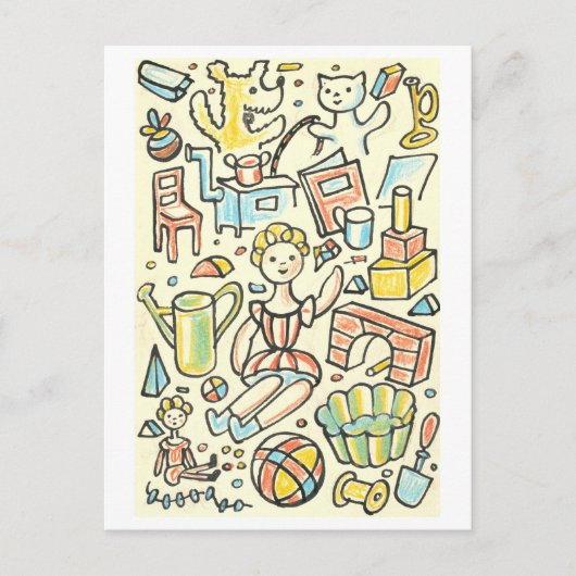Kinderspeelgoed  illustratie briefkaart (Voorkant)