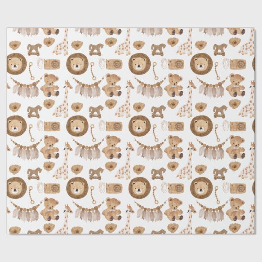  kinderspeelgoed, leeuw, Beer, Rockpaarden Cadeaupapier (Zoom)